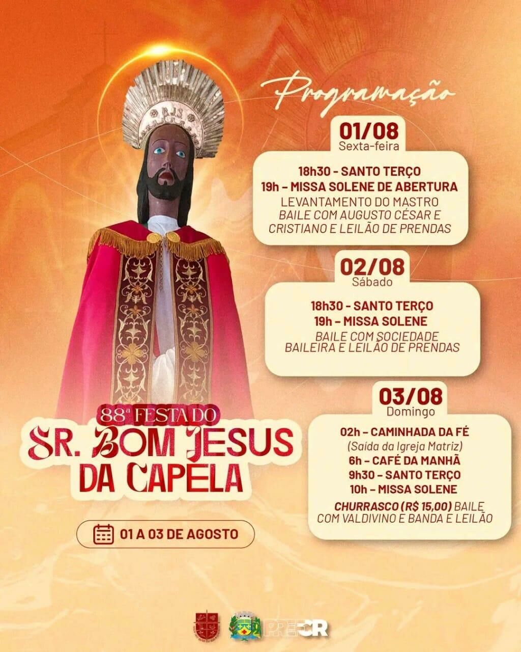 Imagem de compartilhamento para o artigo Com apoio da Prefeitura, Festa do Senhor Bom Jesus da Capela chega à 88ª edição em Costa Rica da MS Todo dia